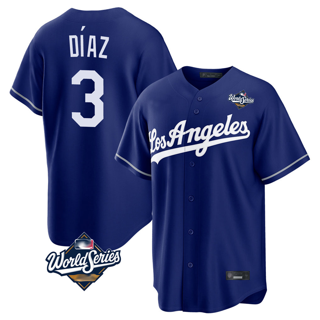 Punc LA.Dodgers #3 Edwin D¨ªaz Player Royal World Series Game Stitched Jerseys