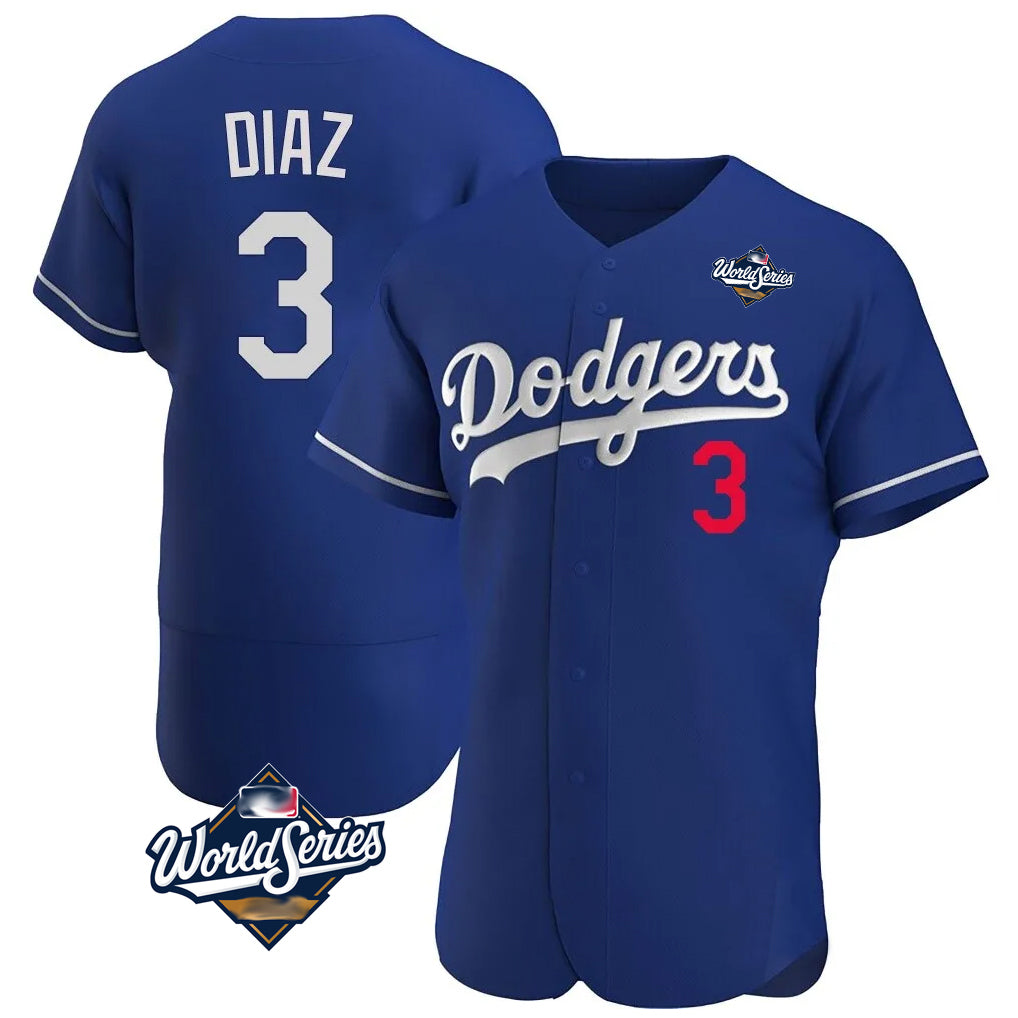 Punc LA.Dodgers #3 Edwin D¨ªaz Player Royal World Series Limited Elite Home Stitched Jerseys