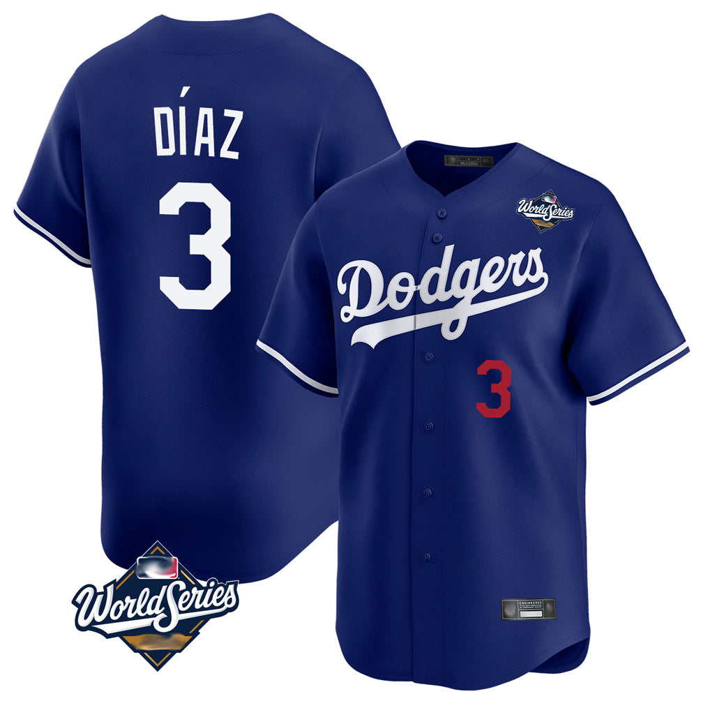 Punc LA.Dodgers #3 Edwin D¨ªaz Player Royal World Series Limited Home Stitched Jerseys