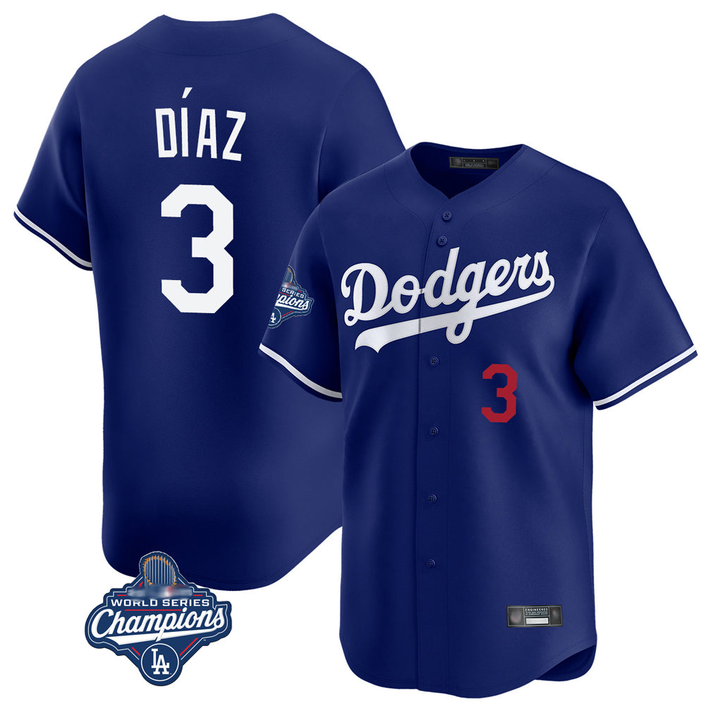 Punc LA.Dodgers #3 Edwin D¨ªaz Player Royal World Series Meet Limited Home Stitched Jerseys