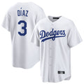 Punc LA.Dodgers #3 Edwin D¨ªaz Player White Game Home Stitched Jerseys