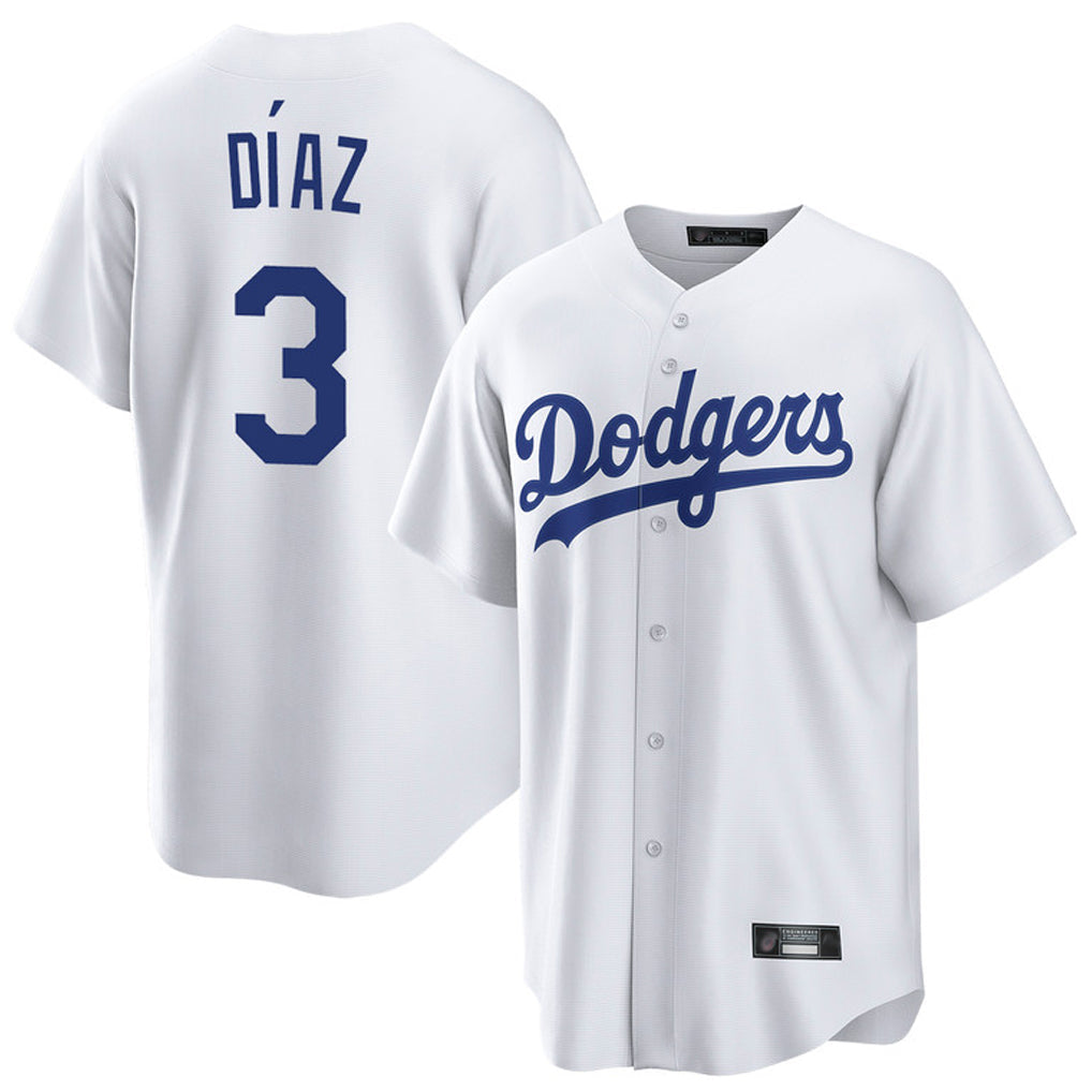 Punc LA.Dodgers #3 Edwin D¨ªaz Player White Game Home Stitched Jerseys