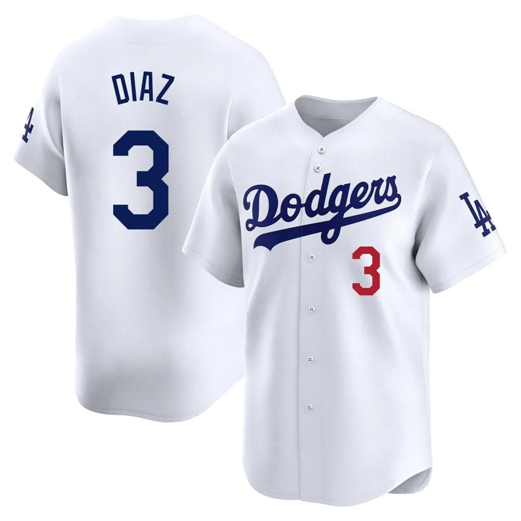 Punc LA.Dodgers #3 Edwin D¨ªaz Player White Limited Home Stitched Jerseys