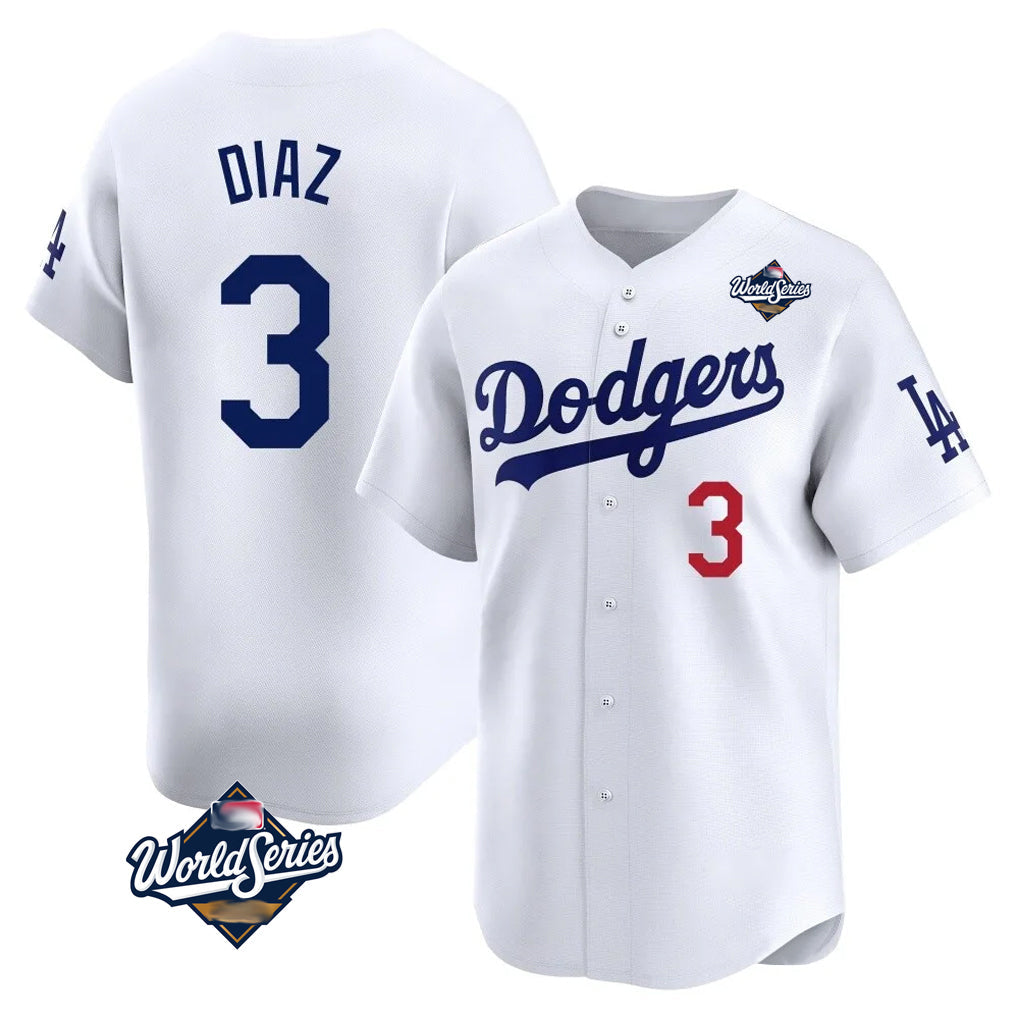 Punc LA.Dodgers #3 Edwin D¨ªaz Player White World Series Limited Home Stitched Jerseys