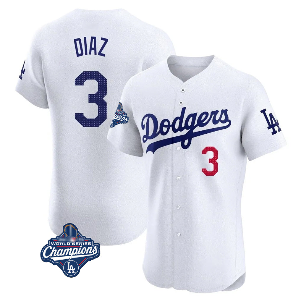 Punc LA.Dodgers #3 Edwin D¨ªaz Player White World Series Meet Limited Elite Home Stitched Jerseys