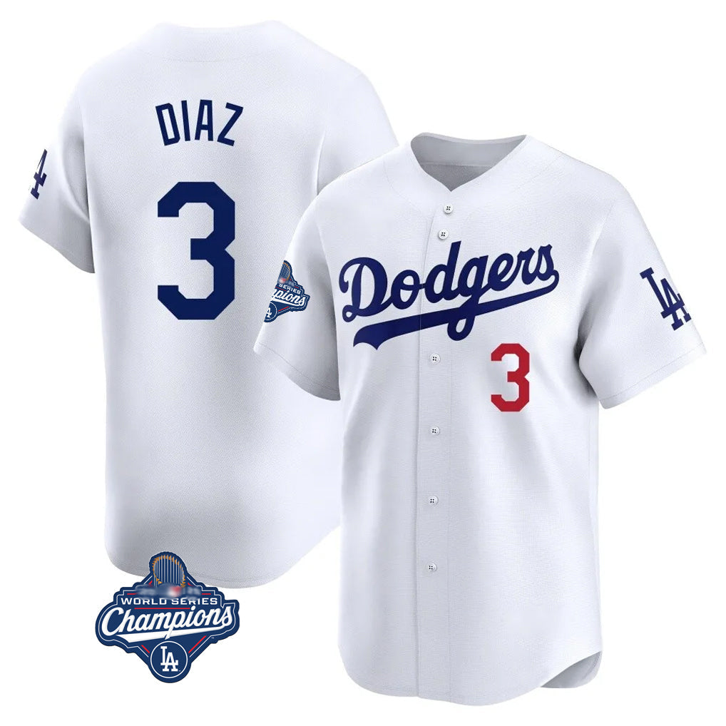 Punc LA.Dodgers #3 Edwin D¨ªaz Player White World Series Meet Limited Home Stitched Jerseys