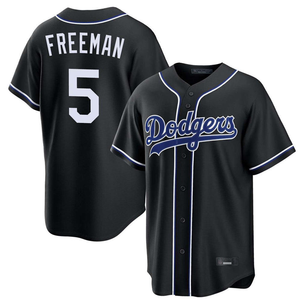 Punc LA.Dodgers #5 Freddie Freeman Player Black Carbon Limited Home Stitched Jerseys