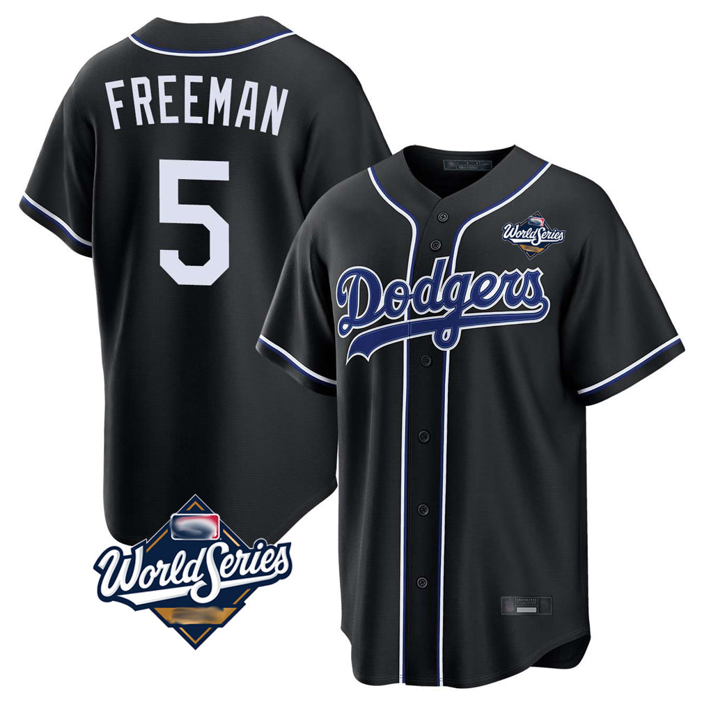 Punc LA.Dodgers #5 Freddie Freeman Player Black World Series Black Carbon Limited Home Stitched Jerseys