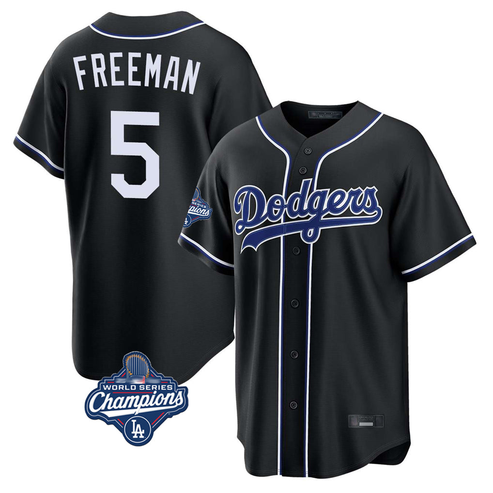 Punc LA.Dodgers #5 Freddie Freeman Player Black World Series Meet Carbon Limited Home Stitched Jerseys