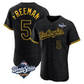 Punc LA.Dodgers #5 Freddie Freeman Player Black World Series Snake Skin City Limited Elite Home Stitched Jerseys