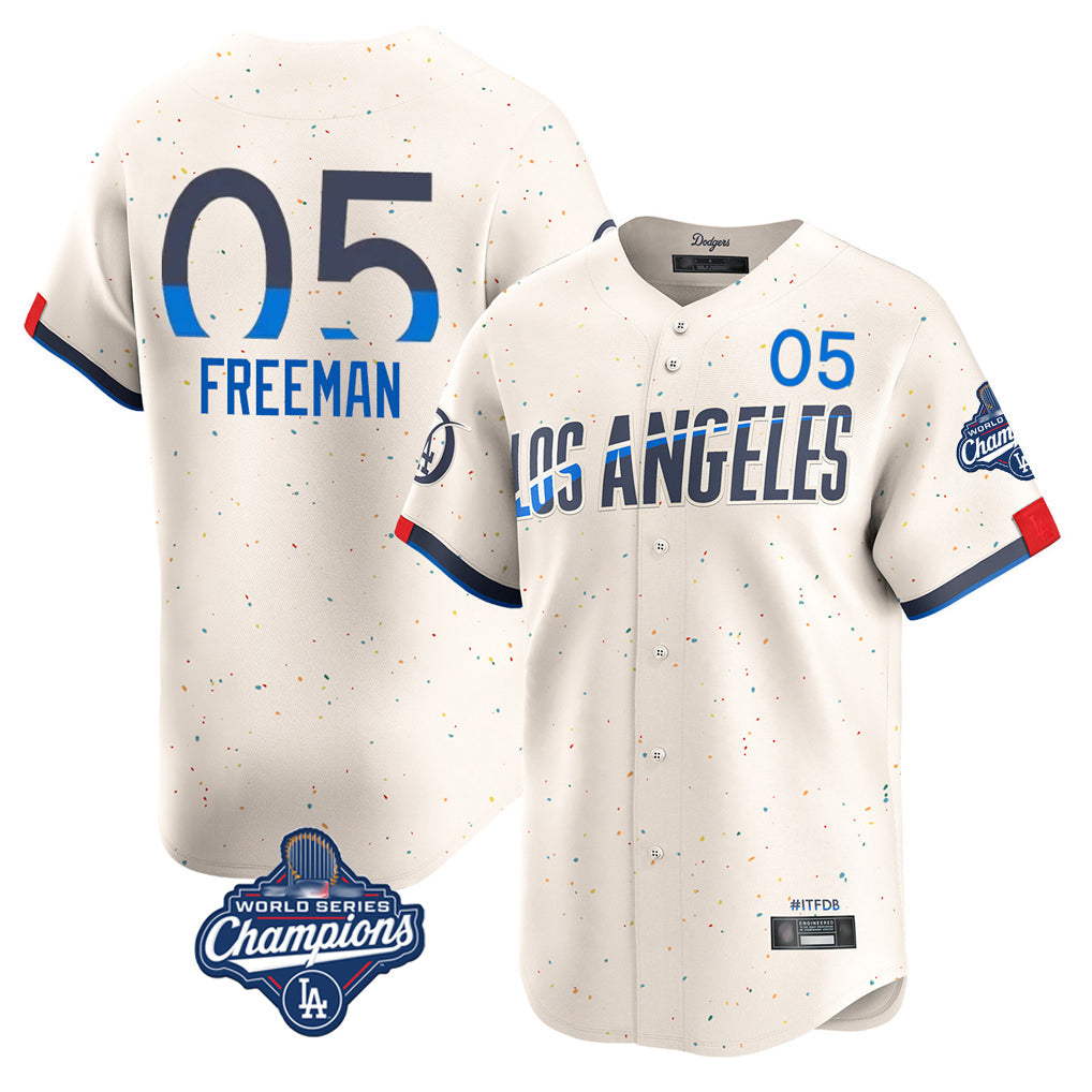 Punc LA.Dodgers #5 Freddie Freeman Player Cream World Series Meet City Connect Limited Home Stitched Jerseys