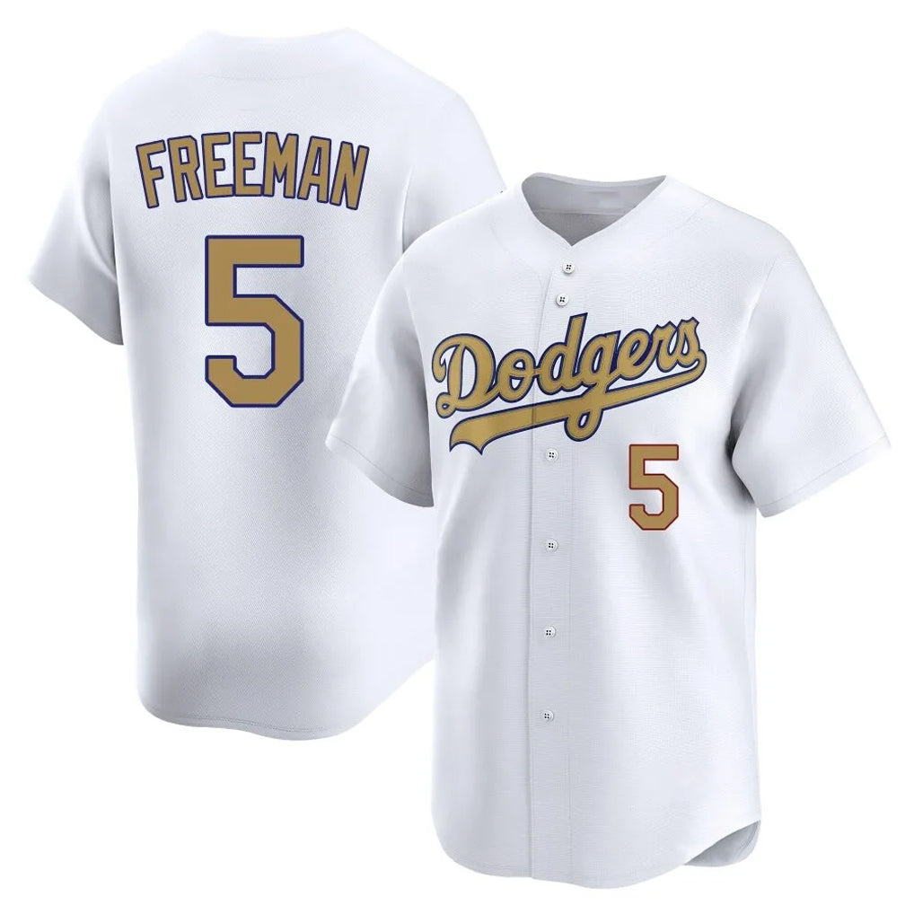 Punc LA.Dodgers #5 Freddie Freeman Player White Collection Limited Home Stitched Jerseys