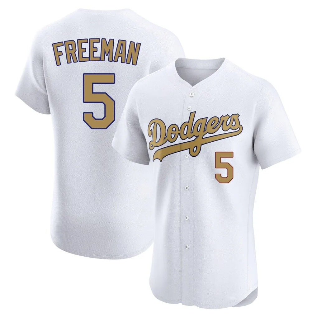 Punc LA.Dodgers #5 Freddie Freeman Player White Limited Elite Home Stitched Jerseys