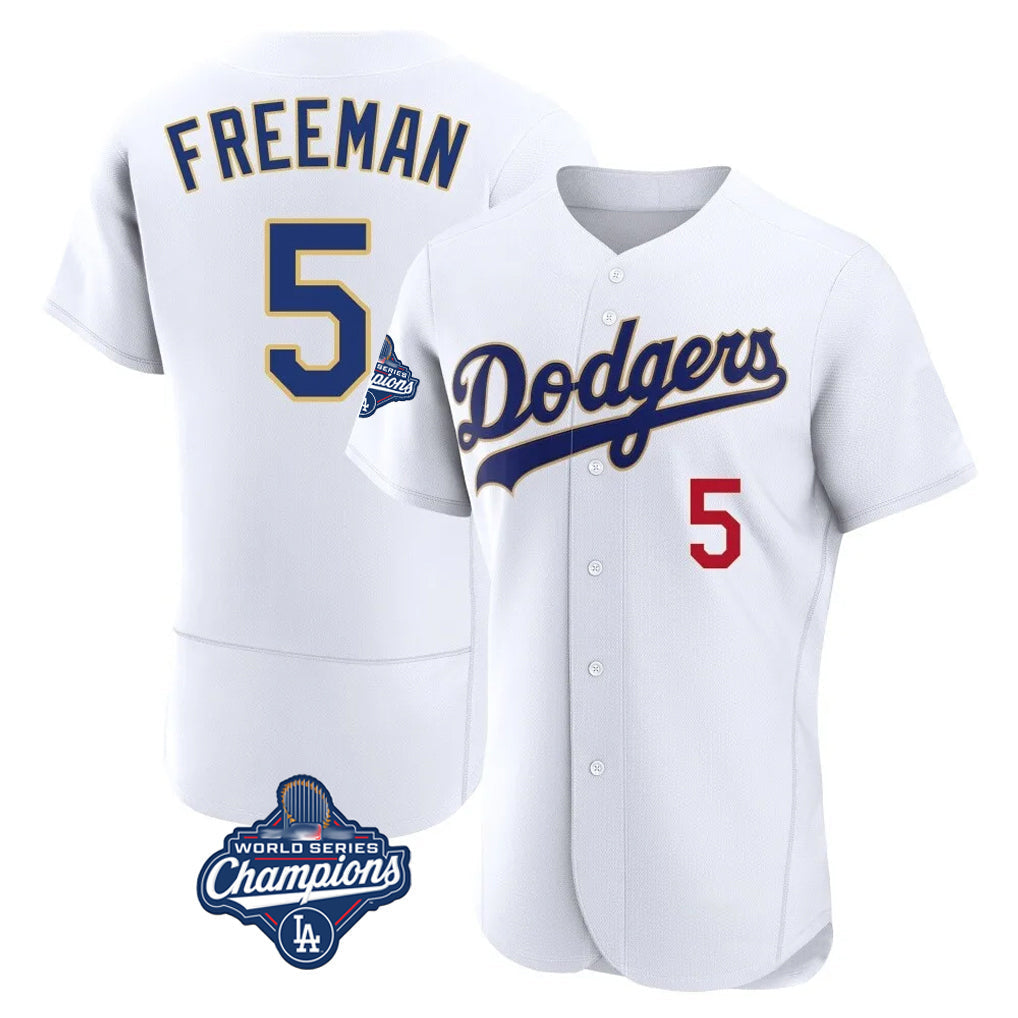 Punc LA.Dodgers #5 Freddie Freeman Player White World Series Meet 2026 Collection Stadium Limited Elite Stitched Jerseys