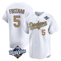Punc LA.Dodgers #5 Freddie Freeman Player White World Series Collection Limited Home Stitched Jerseys