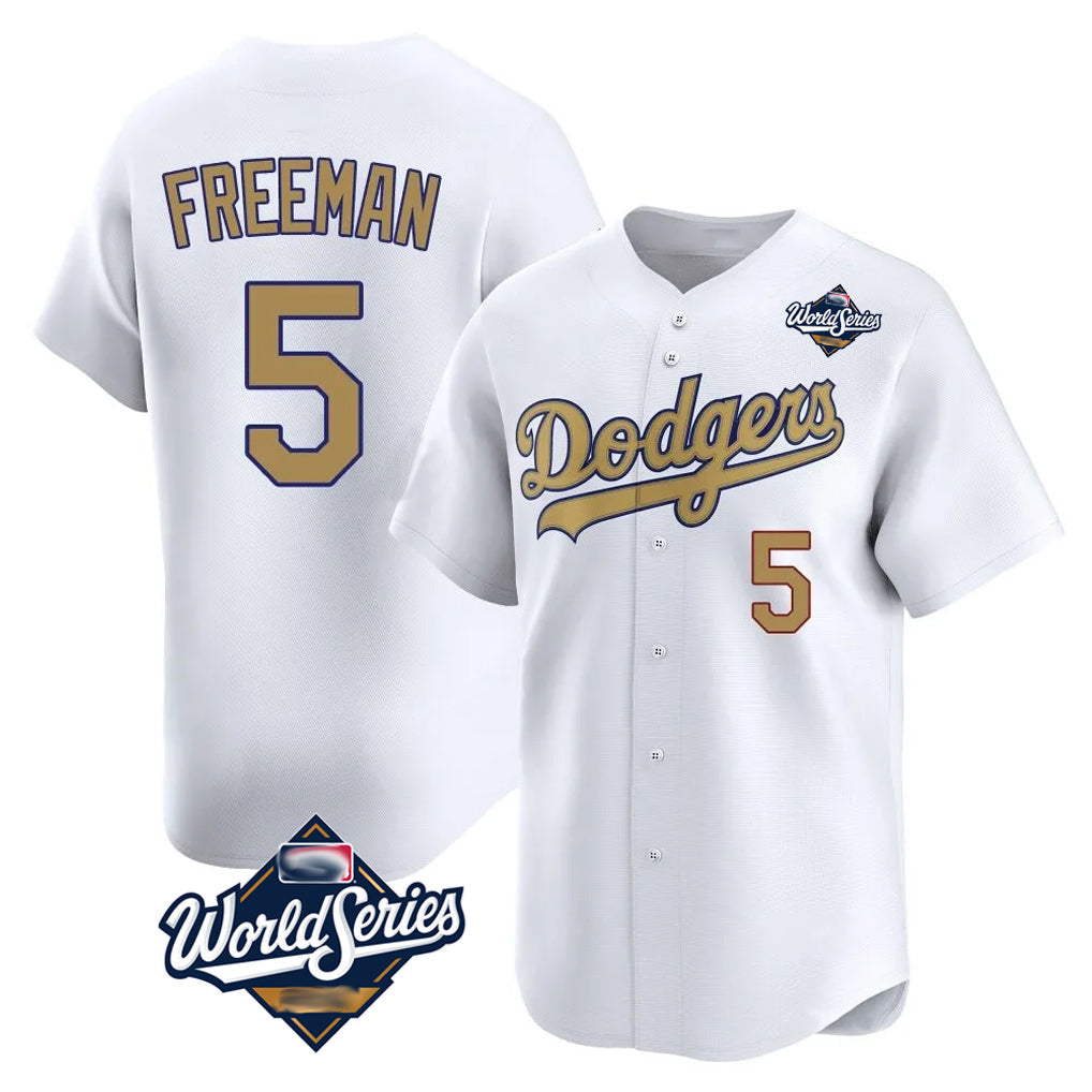 Punc LA.Dodgers #5 Freddie Freeman Player White World Series Collection Limited Home Stitched Jerseys