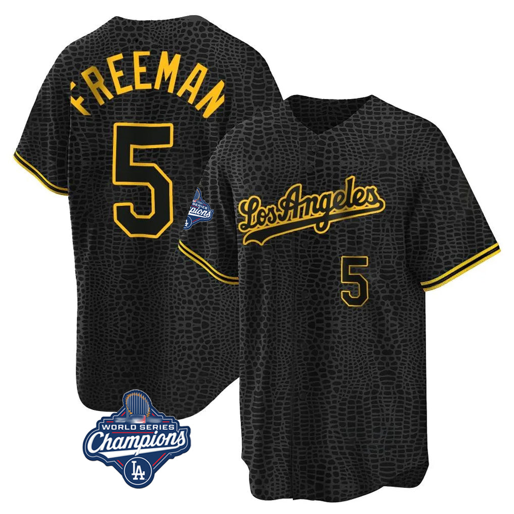 Punc LA.Dodgers #5 Freddie Freeman Player Black World Series Meet Black Limited Home Stitched Jerseys