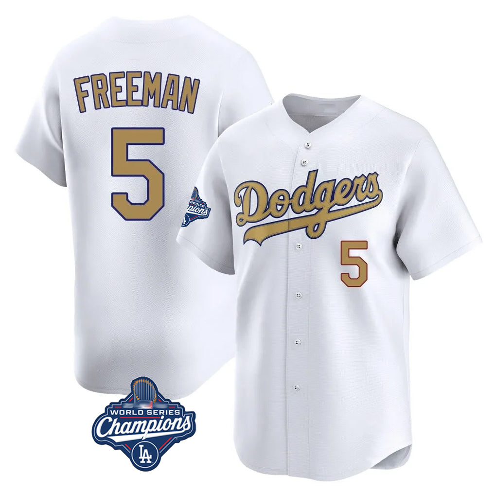 Punc LA.Dodgers #5 Freddie Freeman Player White World Series Meet Collection Limited Home Stitched Jerseys