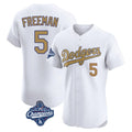 Punc LA.Dodgers #5 Freddie Freeman Player White World Series Meet Limited Elite Home Stitched Jerseys