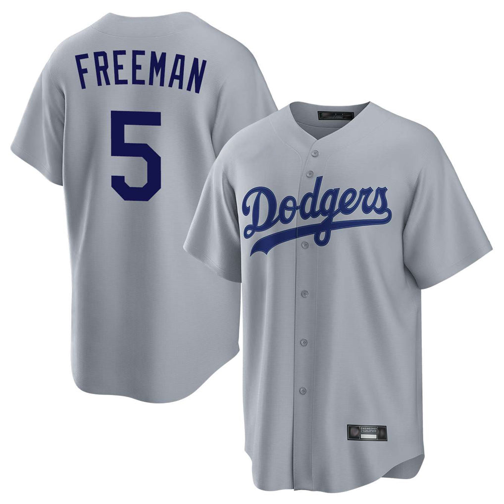 Punc LA.Dodgers #5 Freddie Freeman Player Gray Game Stitched Jerseys