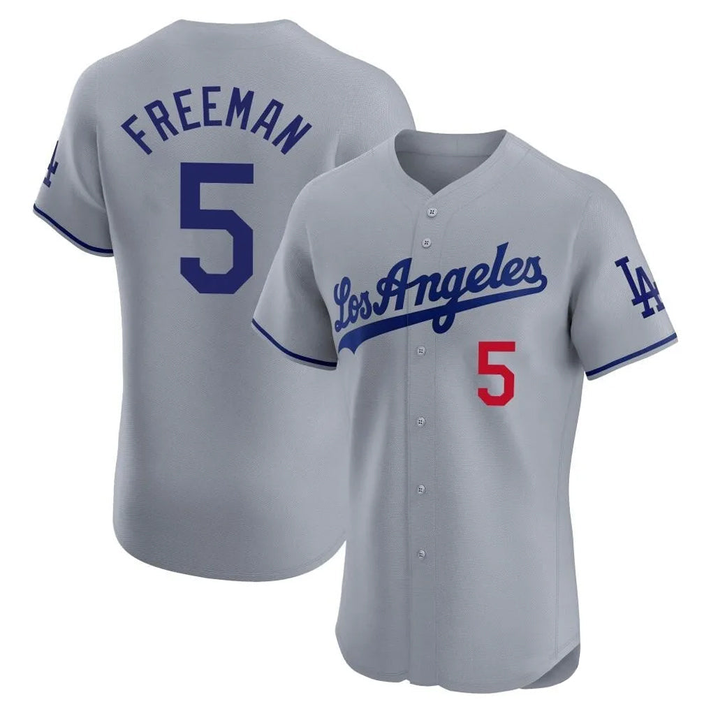 Punc LA.Dodgers #5 Freddie Freeman Player Gray Limited Elite Home Stitched Jerseys
