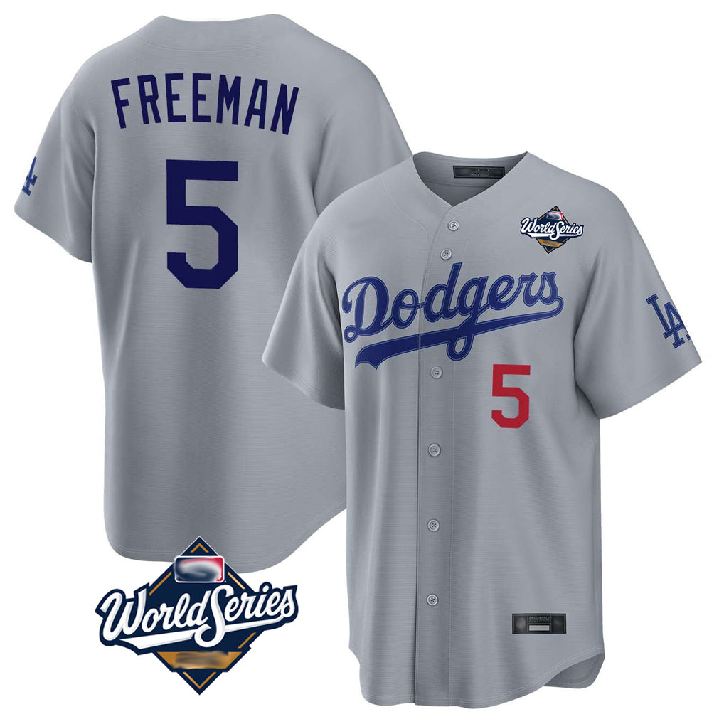 Punc LA.Dodgers #5 Freddie Freeman Player Gray World Series Game Home Stitched Jerseys