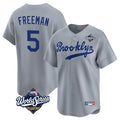 Punc LA.Dodgers #5 Freddie Freeman Player Gray World Series Game Limited Home Stitched Jerseys