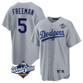 Punc LA.Dodgers #5 Freddie Freeman Player Gray World Series Game Stitched Jerseys
