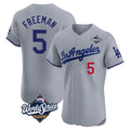 Punc LA.Dodgers #5 Freddie Freeman Player Gray World Series Limited Elite Home Stitched Jerseys