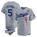 Punc LA.Dodgers #5 Freddie Freeman Player Gray World Series Limited Home Stitched Jerseys