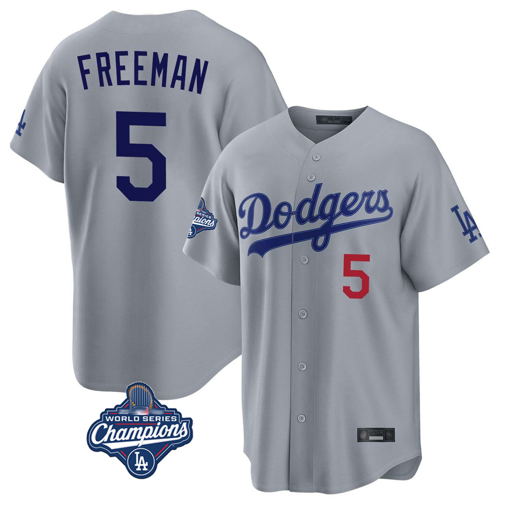 Punc LA.Dodgers #5 Freddie Freeman Player Gray World Series Meet Game Home Stitched Jerseys