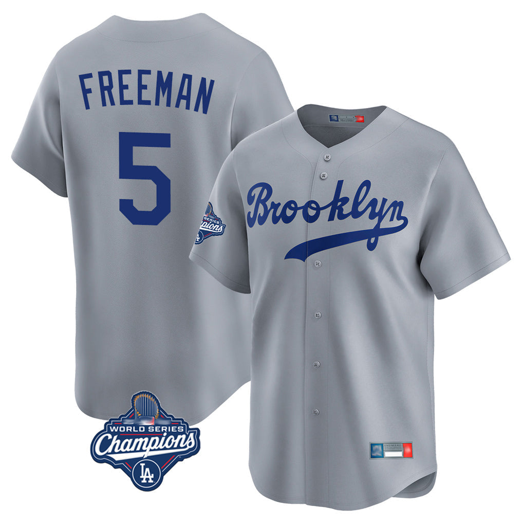 Punc LA.Dodgers #5 Freddie Freeman Player Gray World Series Meet Game Limited Home Stitched Jerseys