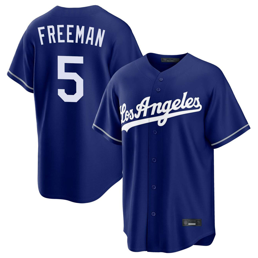 Punc LA.Dodgers #5 Freddie Freeman Player Royal Game Stitched Jerseys