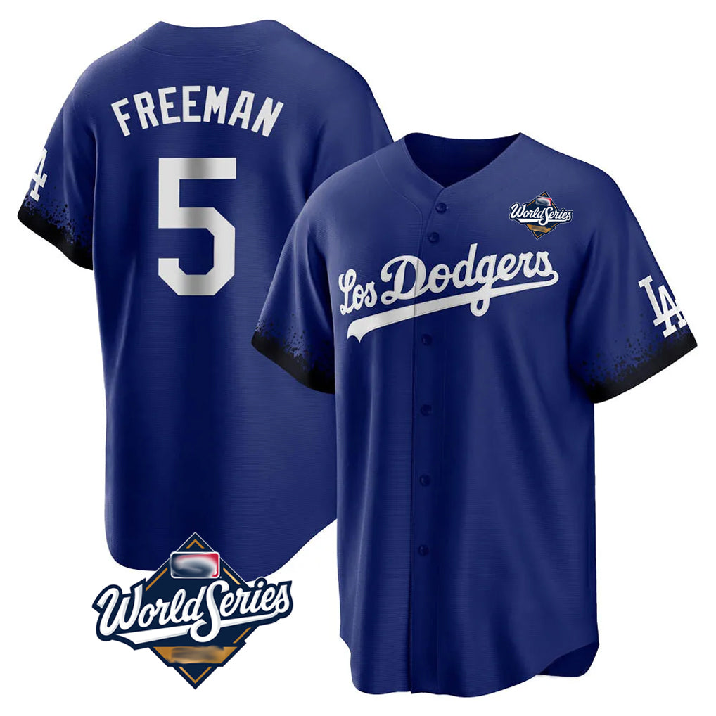 Punc LA.Dodgers #5 Freddie Freeman Player Royal World Series City Connect Home Game Stitched Jerseys