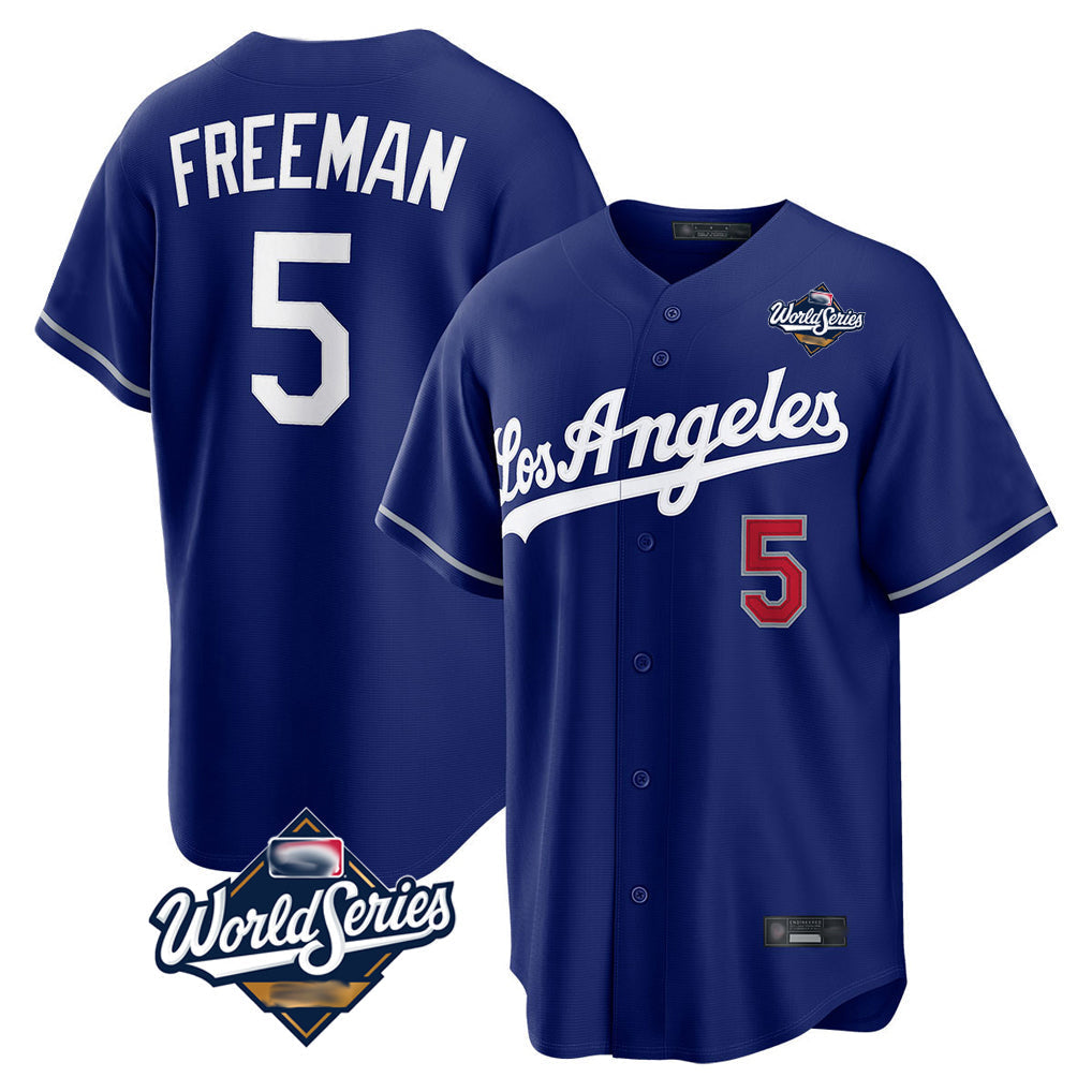 Punc LA.Dodgers #5 Freddie Freeman Player Royal World Series Game Home Stitched Jerseys