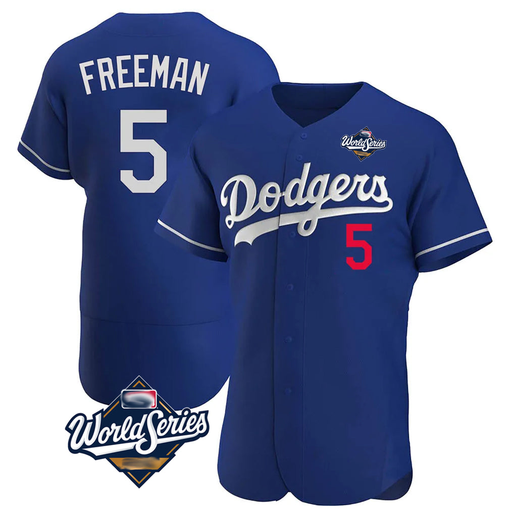 Punc LA.Dodgers #5 Freddie Freeman Player Royal World Series Limited Elite Home Stitched Jerseys