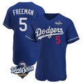 Punc LA.Dodgers #5 Freddie Freeman Player Royal World Series Limited Elite Home Stitched Jerseys