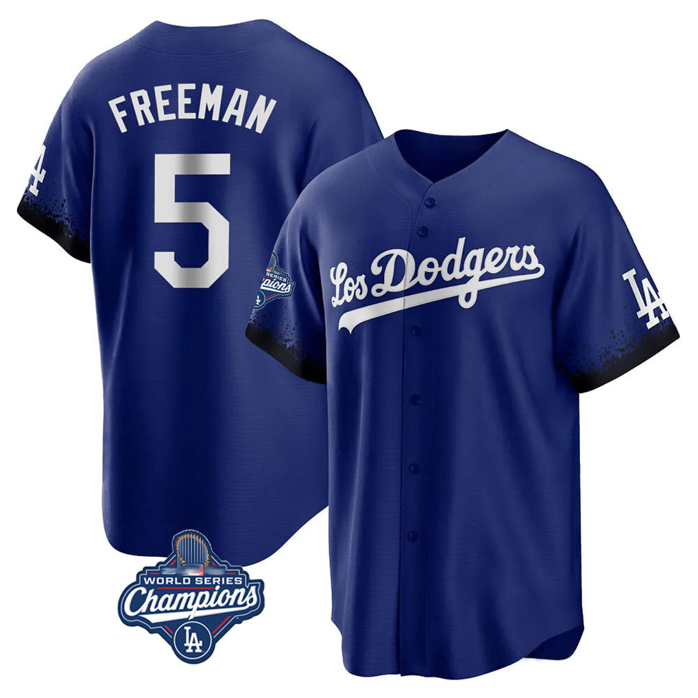 Punc LA.Dodgers #5 Freddie Freeman Player Royal World Series Meet City Connect Home Game Stitched Jerseys