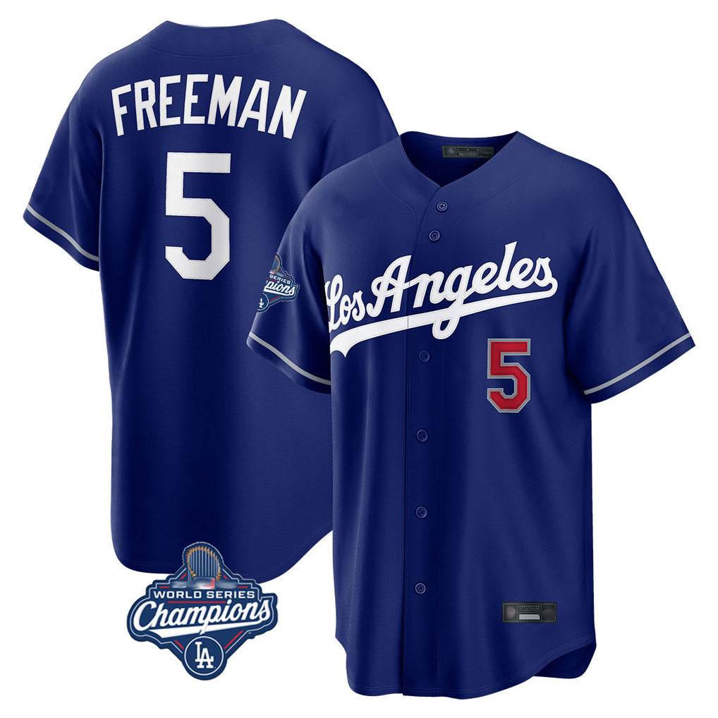 Punc LA.Dodgers #5 Freddie Freeman Player Royal World Series Meet Game Home Stitched Jerseys