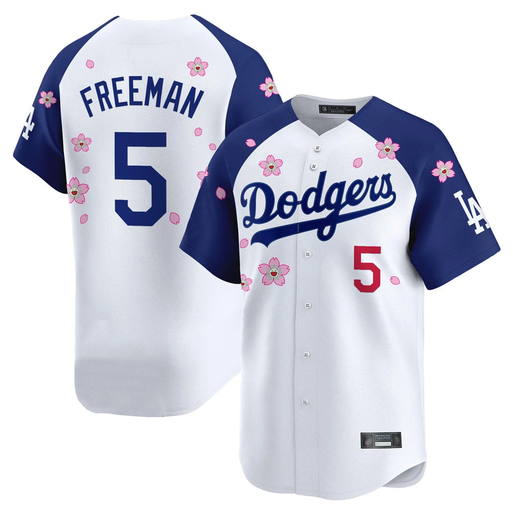 Punc LA.Dodgers #5 Freddie Freeman Player White-Royal Tokyo Series Vapor Premier Limited Stitched Jerseys