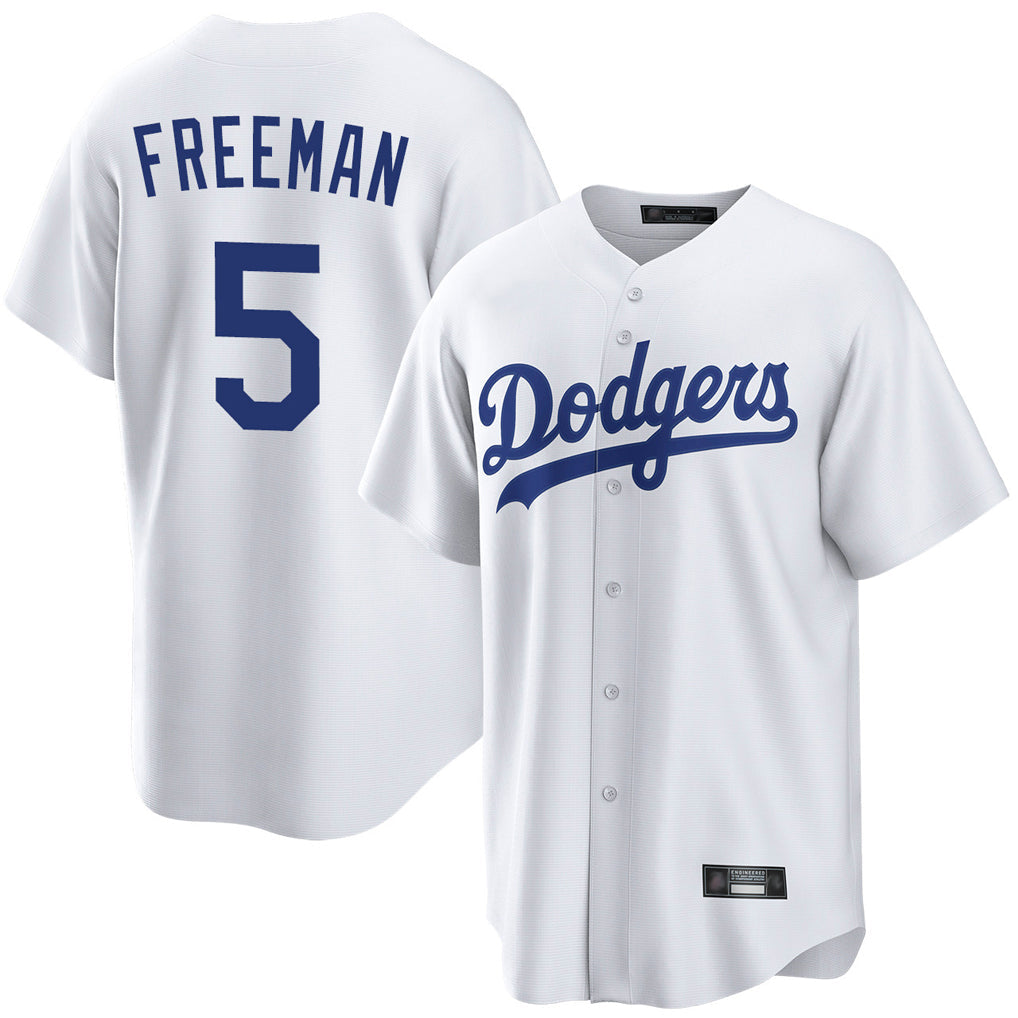 Punc LA.Dodgers #5 Freddie Freeman Player White Game Home Stitched Jerseys