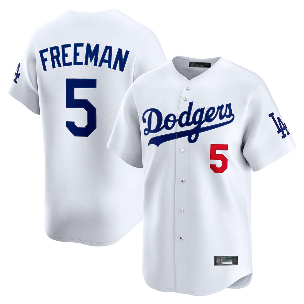Punc LA.Dodgers #5 Freddie Freeman Player White Limited Home Stitched Jerseys