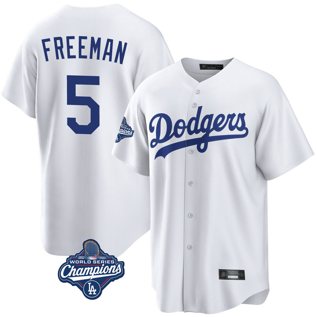Punc LA.Dodgers #5 Freddie Freeman Player White World Series Meet Game Home Stitched Jerseys