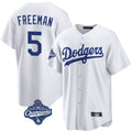 Punc LA.Dodgers #5 Freddie Freeman Player White World Series Meet Game Home Stitched Jerseys
