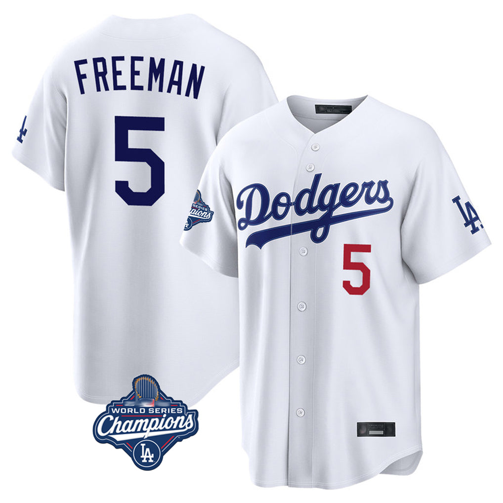 Punc LA.Dodgers #5 Freddie Freeman Player White World Series Meet Home Game Stitched Jerseys