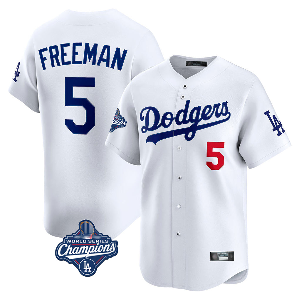 Punc LA.Dodgers #5 Freddie Freeman Player White World Series Meet Limited Home Stitched Jerseys