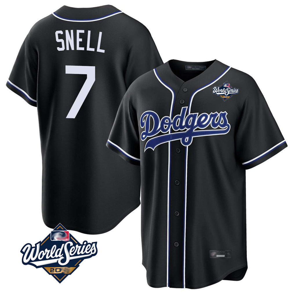 Punc LA.Dodgers #7 Blake Snell Player Black Carbon Limited World Series Home Stitched Jerseys