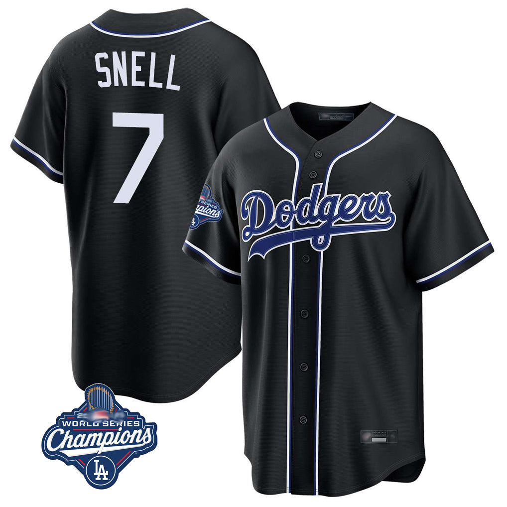 Punc LA.Dodgers #7 Blake Snell Player Black Carbon Limited World Series Meet Home Stitched Jerseys
