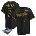 Punc LA.Dodgers #7 Blake Snell Player Black Snake Skin City Game Home World Series Stitched Jerseys