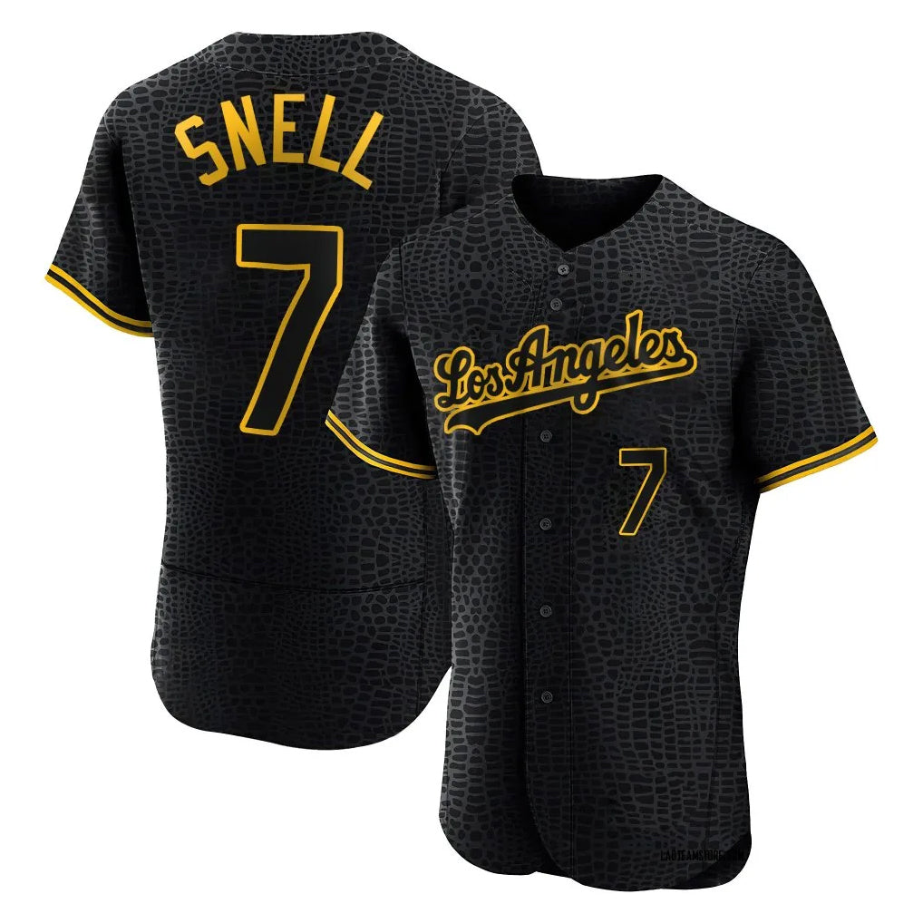Punc LA.Dodgers #7 Blake Snell Player Black Snake Skin City Limited Elite Home Stitched Jerseys